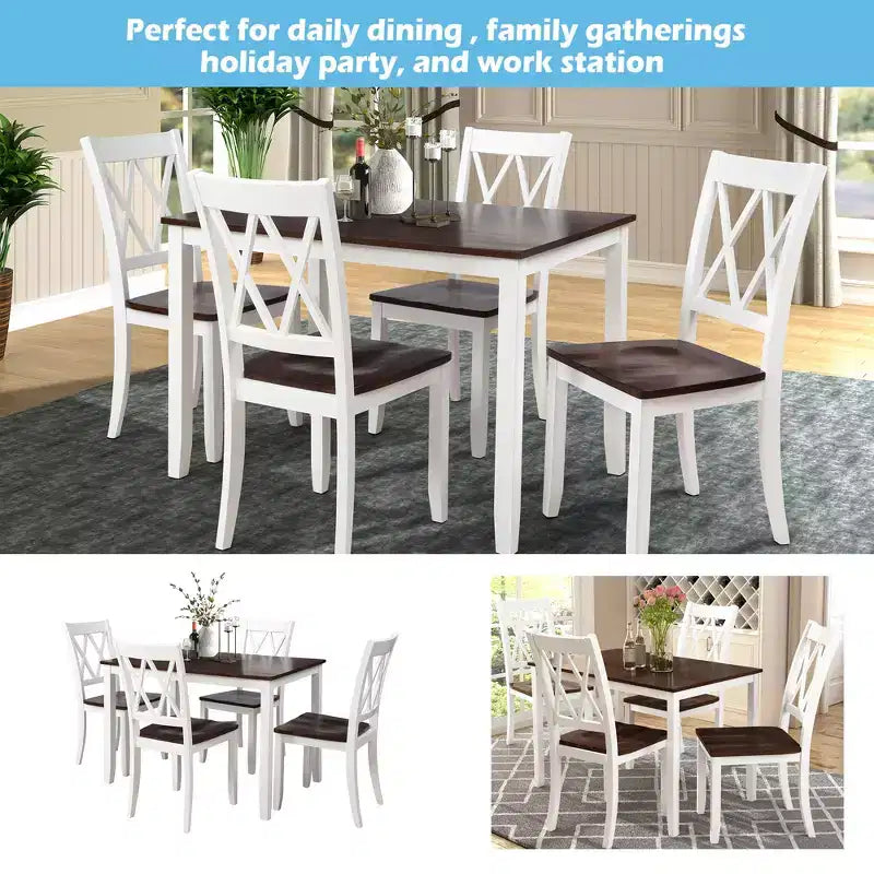 Juego de comedor de 5 piezas para 4 personas, juego de mesa de cocina rectangular de madera con 4 sillas, juego de comedor estilo rústico para cocina
