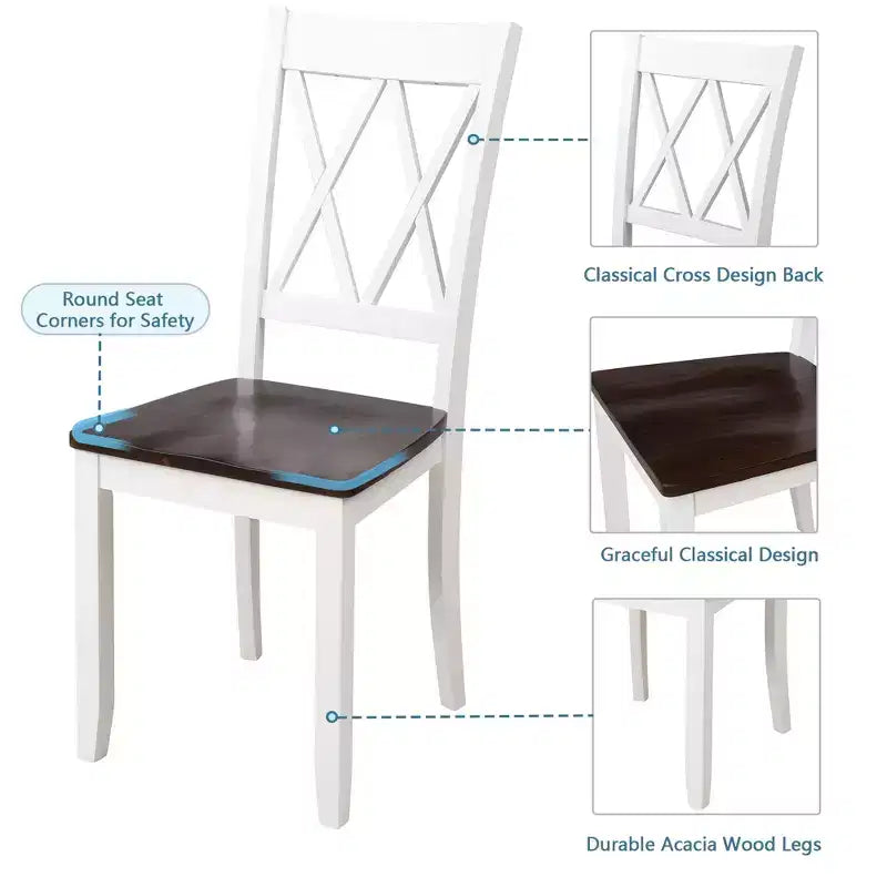 Juego de comedor de 5 piezas para 4 personas, juego de mesa de cocina rectangular de madera con 4 sillas, juego de comedor estilo rústico para cocina