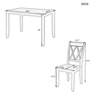 Juego de comedor de 5 piezas para 4 personas, juego de mesa de cocina rectangular de madera con 4 sillas, juego de comedor estilo rústico para cocina
