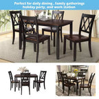 Juego de comedor de 5 piezas para 4 personas, juego de mesa de cocina rectangular de madera con 4 sillas, juego de comedor estilo rústico para cocina