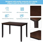 Juego de comedor de 5 piezas para 4 personas, juego de mesa de cocina rectangular de madera con 4 sillas, juego de comedor estilo rústico para cocina