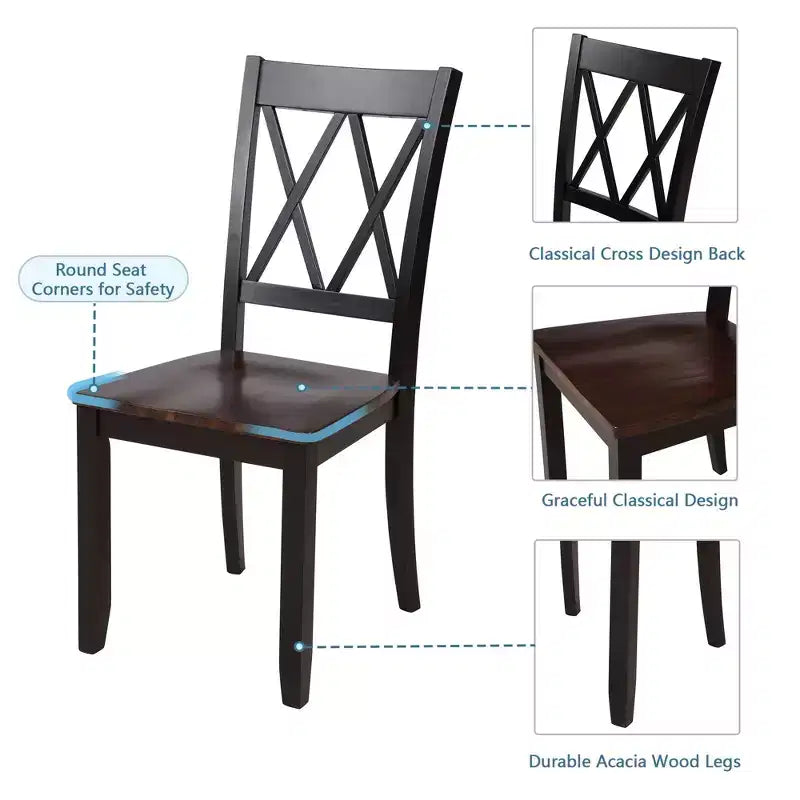 Juego de comedor de 5 piezas para 4 personas, juego de mesa de cocina rectangular de madera con 4 sillas, juego de comedor estilo rústico para cocina