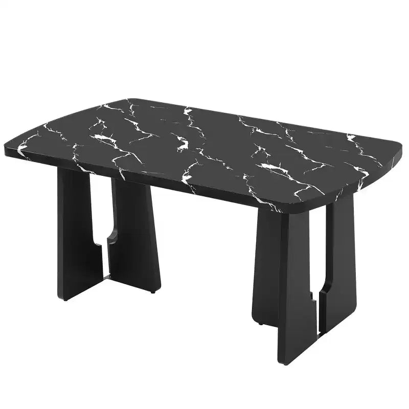 Juego de mesa de comedor de imitación mármol para 6 personas, mesa de comedor rectangular de 6 piezas con 4 sillas tapizadas y 1 banco para comedor