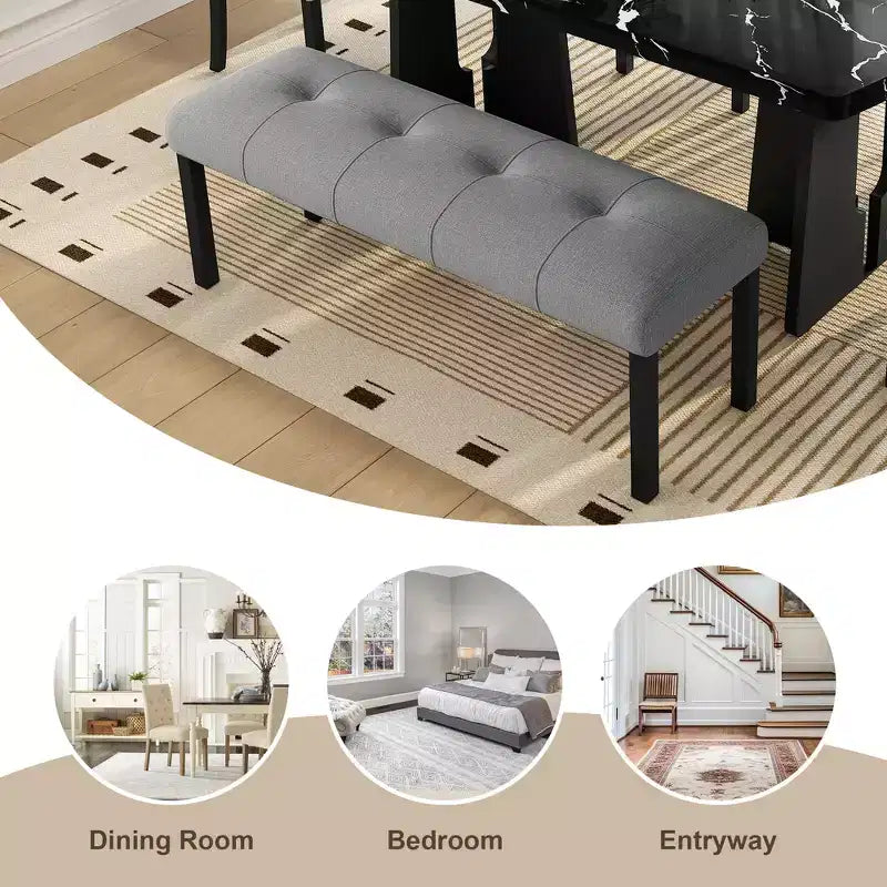 Juego de mesa de comedor de imitación mármol para 6 personas, mesa de comedor rectangular de 6 piezas con 4 sillas tapizadas y 1 banco para comedor