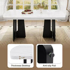 Juego de mesa de comedor de imitación mármol para 6 personas, mesa de comedor rectangular de 6 piezas con 4 sillas tapizadas y 1 banco para comedor
