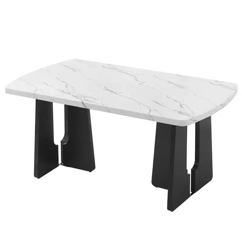 Juego de mesa de comedor de imitación mármol para 6 personas, mesa de comedor rectangular de 6 piezas con 4 sillas tapizadas y 1 banco para comedor