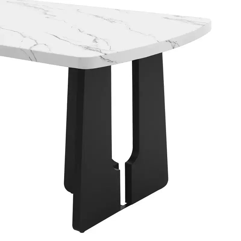 Juego de mesa de comedor de imitación mármol para 6 personas, mesa de comedor rectangular de 6 piezas con 4 sillas tapizadas y 1 banco para comedor
