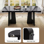 Juego de mesa de comedor de imitación mármol para 6 personas, mesa de comedor rectangular de 6 piezas con 4 sillas tapizadas y 1 banco para comedor