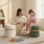 Puf otomano redondo Pinmoco con almacenamiento, juego de 2, otomana de mesa de centro, taburete de tocador de pana para dormitorio, reposapiés para sala de estar