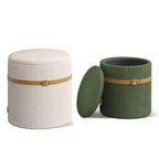 Puf otomano redondo Pinmoco con almacenamiento, juego de 2, otomana de mesa de centro, taburete de tocador de pana para dormitorio, reposapiés para sala de estar