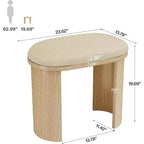Taburete Lantine de 23.6 pulgadas, puf otomano para sofá con cojín, banco pequeño para recibidor, sala de estar, dormitorio, sala de maquillaje, beige