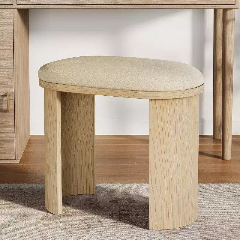 Taburete Lantine de 23.6 pulgadas, puf otomano para sofá con cojín, banco pequeño para recibidor, sala de estar, dormitorio, sala de maquillaje, beige