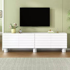 JVNOXK 70-inch Wave-Style TV Console with Adjustable Shelves and 4 Cabinets, Accommodates TVs up to 75 inches; Ideal for Living Rooms, White