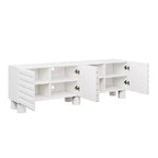 JVNOXK Consola de TV de 70 pulgadas estilo onda con estantes ajustables y 4 gabinetes, con capacidad para televisores de hasta 75 pulgadas; ideal para salas de estar, blanco