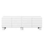 JVNOXK Consola de TV de 70 pulgadas estilo onda con estantes ajustables y 4 gabinetes, con capacidad para televisores de hasta 75 pulgadas; ideal para salas de estar, blanco