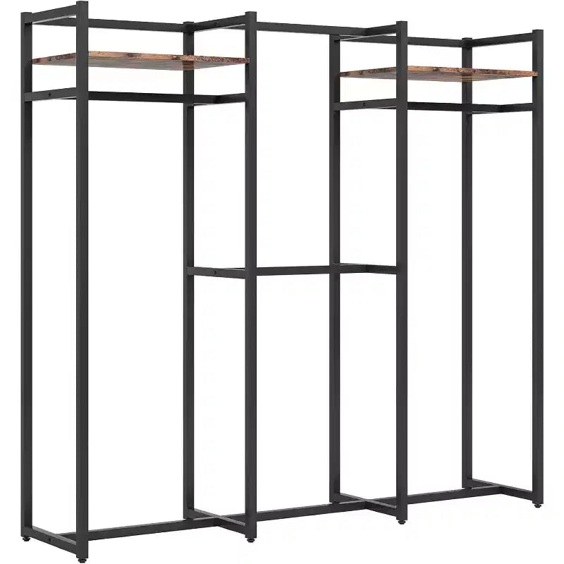 Lantine Perchero Resistente con Estantes y Barra para Colgar, Organizador de Armario Independiente para Pasillo, Dormitorio, Negro Oscuro, Carga Máxima 500Lbs