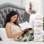 Dyonery Base de cama Queen Size, Cama de plataforma tapizada en terciopelo - Cabecero de 52.6" de alto con alas y mechones verticales, 2 cajones de almacenamiento, no requiere somier