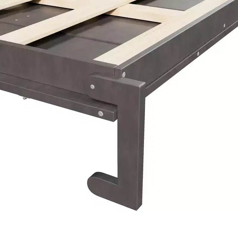 Cama Murphy Queen Size de Pared con Gabinetes Laterales y Luz LED, Cama Plegable de Gabinete con Estantes de Almacenamiento y Cajones para Habitación de Huéspedes, Gris