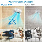 14,000 BTU Portable AC  Cools 750 Sq.Ft Rooms, Includes Window Vent Kit & Remote, Space-Saving & Efficient