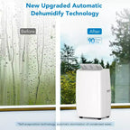 14,000 BTU Portable AC  Cools 750 Sq.Ft Rooms, Includes Window Vent Kit & Remote, Space-Saving & Efficient