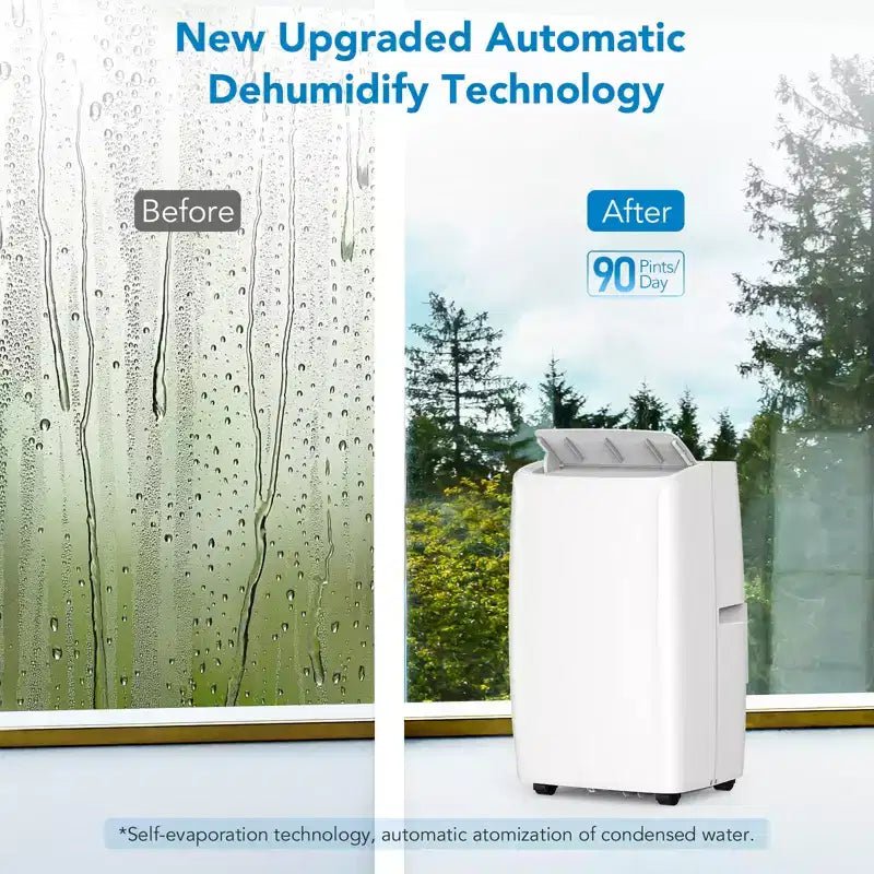 14,000 BTU Portable AC  Cools 750 Sq.Ft Rooms, Includes Window Vent Kit & Remote, Space-Saving & Efficient
