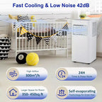 10,000 BTU Portable Air Conditioner - Quiet 4-Mode AC (Cool, Fan, Sleep, Dehumidify) for 450 Sq.Ft. Includes 24H Timer, Remote & Drain Hose