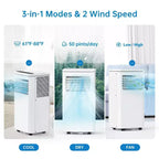 Mobile 8K BTU Portable AC: 4-in-1 Unit with Dehumidifier, Fan & Sleep Mode for 350-450 Sq.Ft. Features Easy Installation, Remote Control & 24H Timer