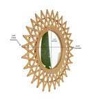 Espejo de pared decorativo de bambú redondo moderno de 24 pulgadas con artesanía tejida, espejo circular pequeño para recibidor o sala de estar - Panipeachy