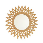 Espejo de pared decorativo de bambú redondo moderno de 24 pulgadas con artesanía tejida, espejo circular pequeño para recibidor o sala de estar - Panipeachy