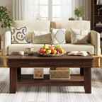 Mesa de centro rústica de 47.2 pulgadas, estilo casa de campo, capacidad de 300 lb, con cajón y estante de almacenamiento, perfecta para sala de estar (1 paquete)