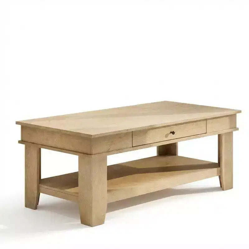 Mesa de centro rústica de 47.2 pulgadas, estilo casa de campo, capacidad de 300 lb, con cajón y estante de almacenamiento, perfecta para sala de estar (1 paquete)