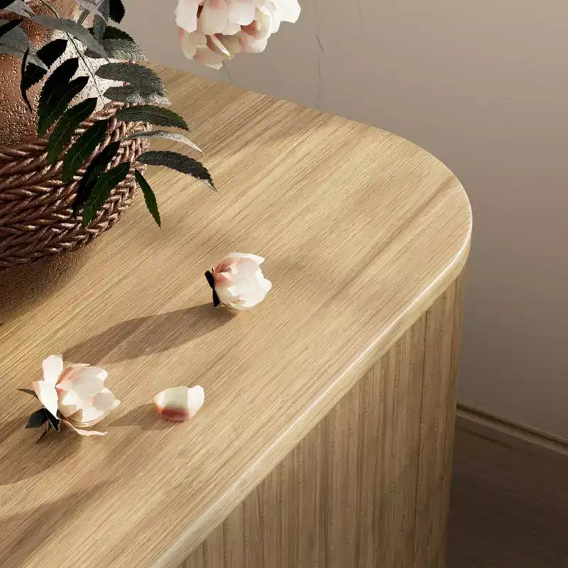 Mueble de TV de 55 pulgadas para dormitorio, sala de estar, soporte de TV de roble para TV de 65 pulgadas, gabinete moderno de mediados de siglo, detalle de madera estriada, gestión de cables