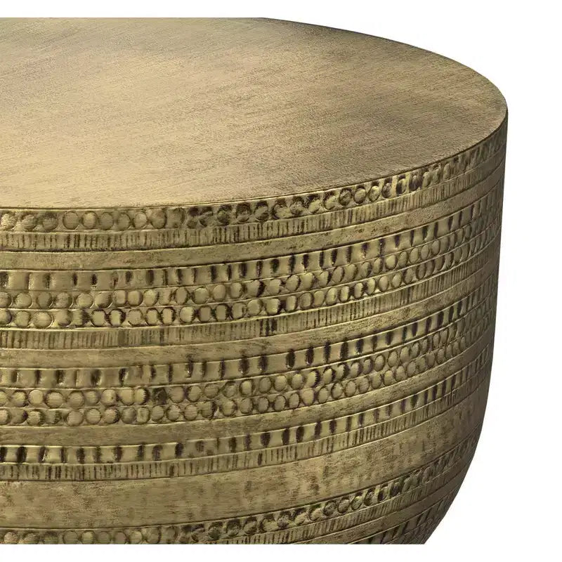 Mesa de centro Jean de metal estilo boho de 29.5 pulgadas de ancho, ensamblada