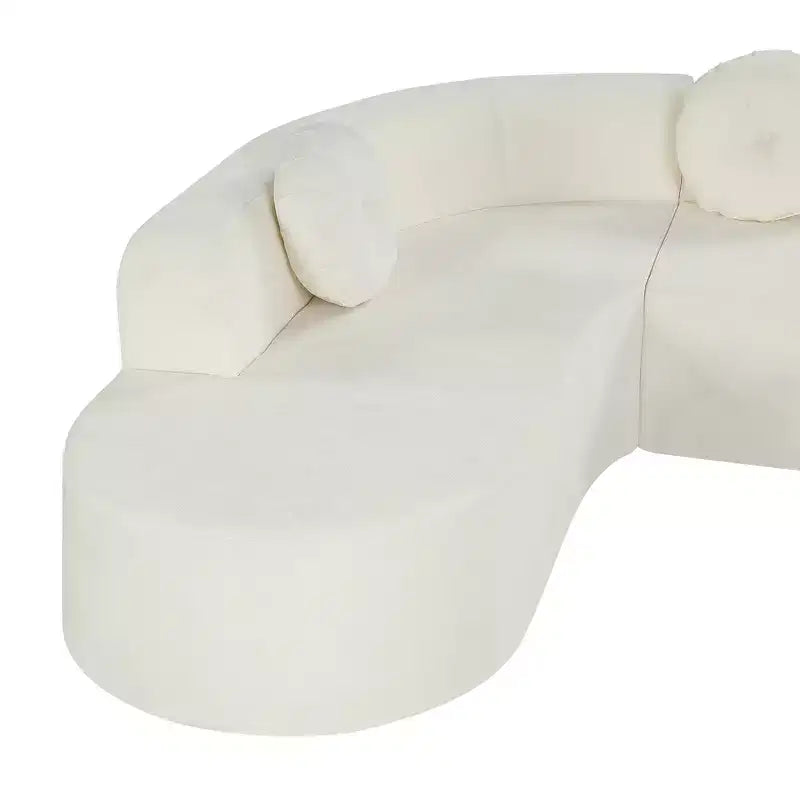 Sofá seccional extra grande Whisen de 122 pulgadas, sofá tapizado en tela elegante con tres cojines redondos, espuma de alta resiliencia