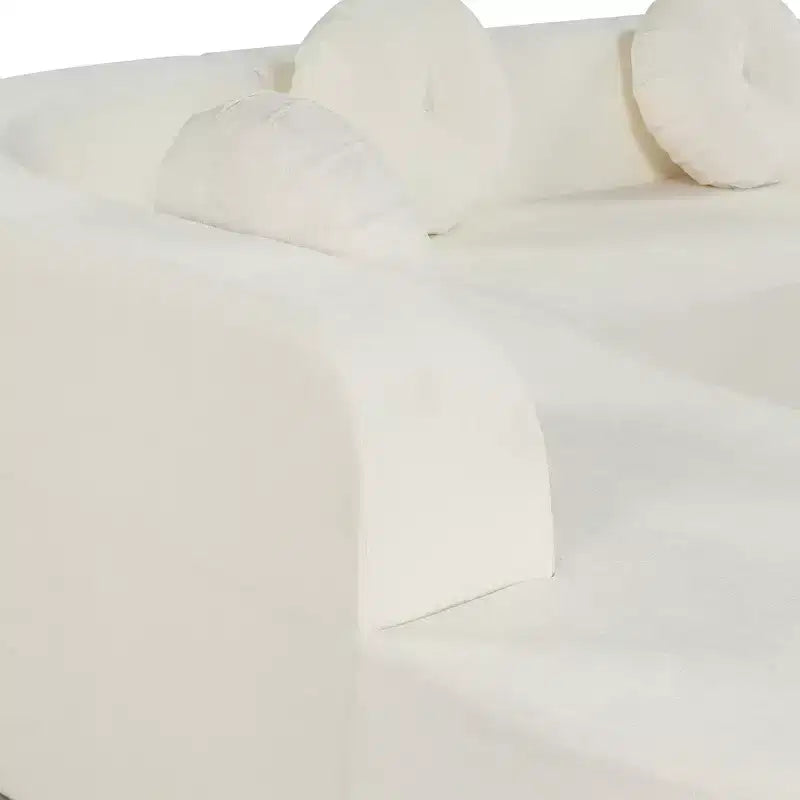 Sofá seccional extra grande Whisen de 122 pulgadas, sofá tapizado en tela elegante con tres cojines redondos, espuma de alta resiliencia