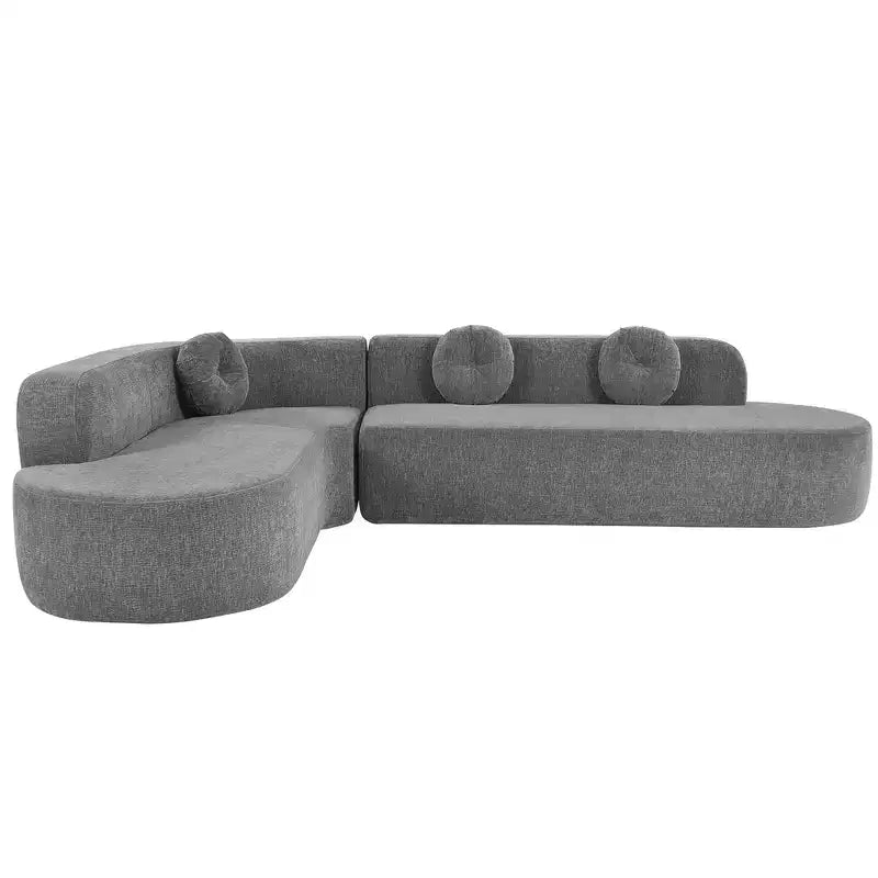 Sofá seccional extra grande Whisen de 122 pulgadas, sofá tapizado en tela elegante con tres cojines redondos, espuma de alta resiliencia
