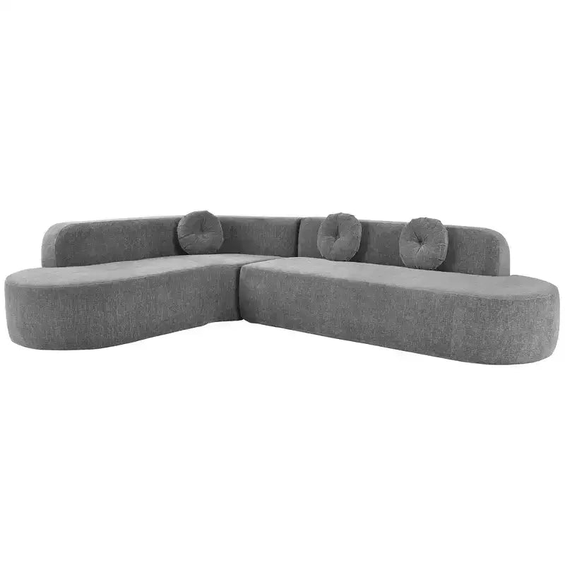 Sofá seccional extra grande Whisen de 122 pulgadas, sofá tapizado en tela elegante con tres cojines redondos, espuma de alta resiliencia