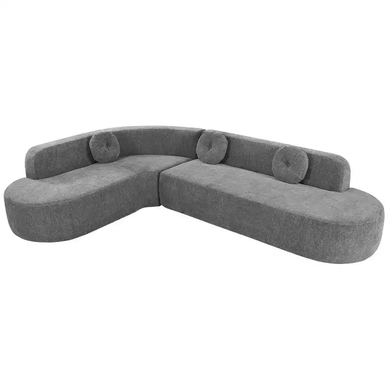 Sofá seccional extra grande Whisen de 122 pulgadas, sofá tapizado en tela elegante con tres cojines redondos, espuma de alta resiliencia