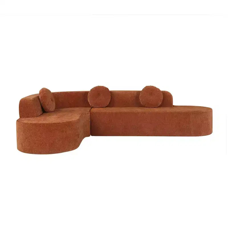 Sofá seccional extra grande Whisen de 122 pulgadas, sofá tapizado en tela elegante con tres cojines redondos, espuma de alta resiliencia