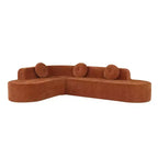 Sofá seccional extra grande Whisen de 122 pulgadas, sofá tapizado en tela elegante con tres cojines redondos, espuma de alta resiliencia