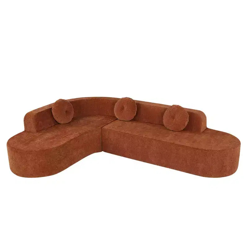 Sofá seccional extra grande Whisen de 122 pulgadas, sofá tapizado en tela elegante con tres cojines redondos, espuma de alta resiliencia