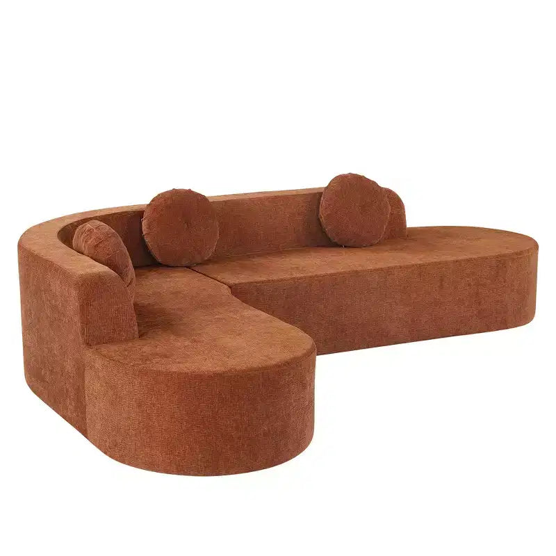 Sofá seccional extra grande Whisen de 122 pulgadas, sofá tapizado en tela elegante con tres cojines redondos, espuma de alta resiliencia