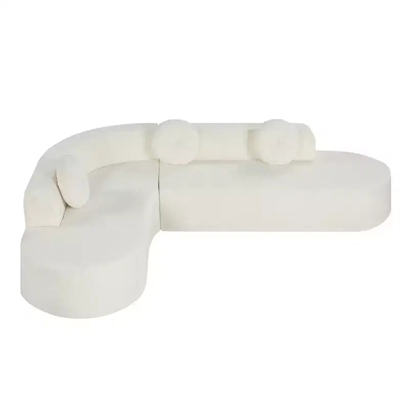 Sofá seccional extra grande Whisen de 122 pulgadas, sofá tapizado en tela elegante con tres cojines redondos, espuma de alta resiliencia