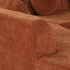 Sofá seccional extra grande Whisen de 122 pulgadas, sofá tapizado en tela elegante con tres cojines redondos, espuma de alta resiliencia