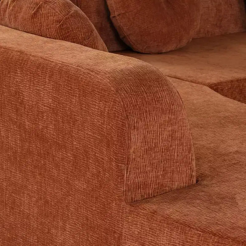 Sofá seccional extra grande Whisen de 122 pulgadas, sofá tapizado en tela elegante con tres cojines redondos, espuma de alta resiliencia