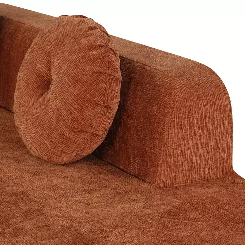 Sofá seccional extra grande Whisen de 122 pulgadas, sofá tapizado en tela elegante con tres cojines redondos, espuma de alta resiliencia