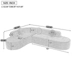 Sofá seccional extra grande Whisen de 122 pulgadas, sofá tapizado en tela elegante con tres cojines redondos, espuma de alta resiliencia