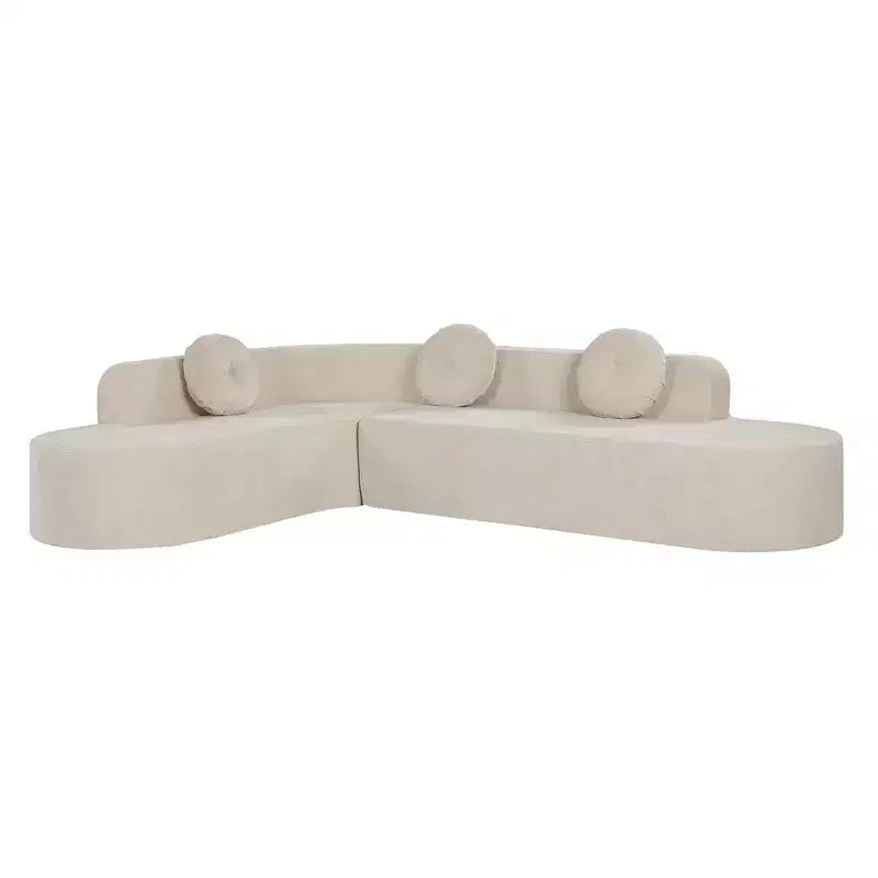 Sofá seccional extra grande Whisen de 122 pulgadas, sofá tapizado en tela elegante con tres cojines redondos, espuma de alta resiliencia