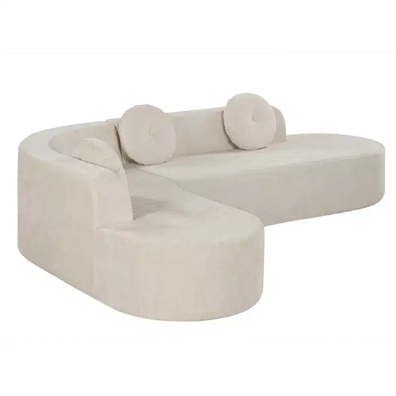 Sofá seccional extra grande Whisen de 122 pulgadas, sofá tapizado en tela elegante con tres cojines redondos, espuma de alta resiliencia