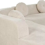 Sofá seccional extra grande Whisen de 122 pulgadas, sofá tapizado en tela elegante con tres cojines redondos, espuma de alta resiliencia